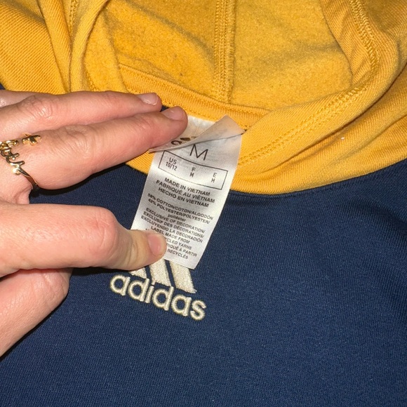 Adidas Navy and Yellow Hoodie - Picture 2 of 2